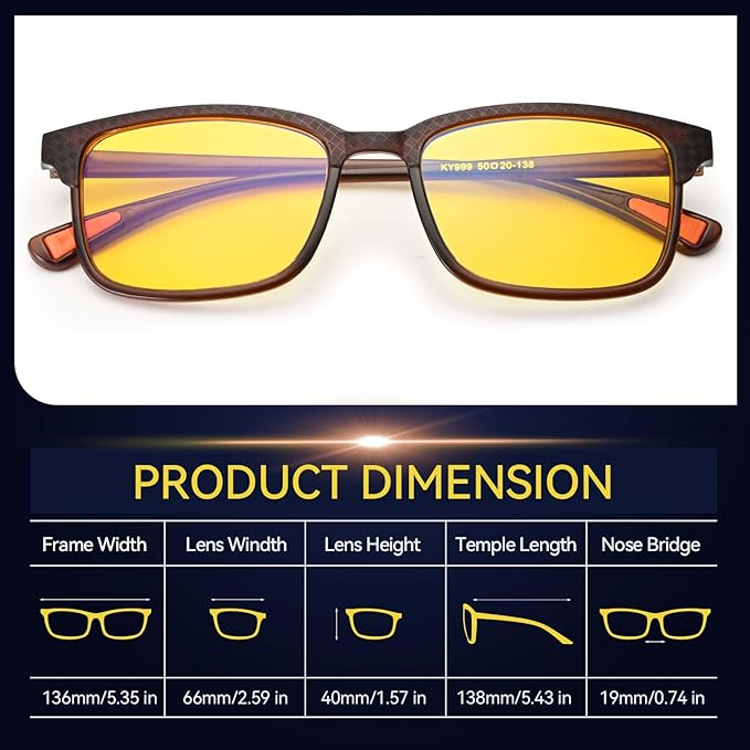 Dollger Night Vision Glasses for Driving Square Anti Glare UV400 Protection Lightweight Nighttime Eyewear for Men and Women