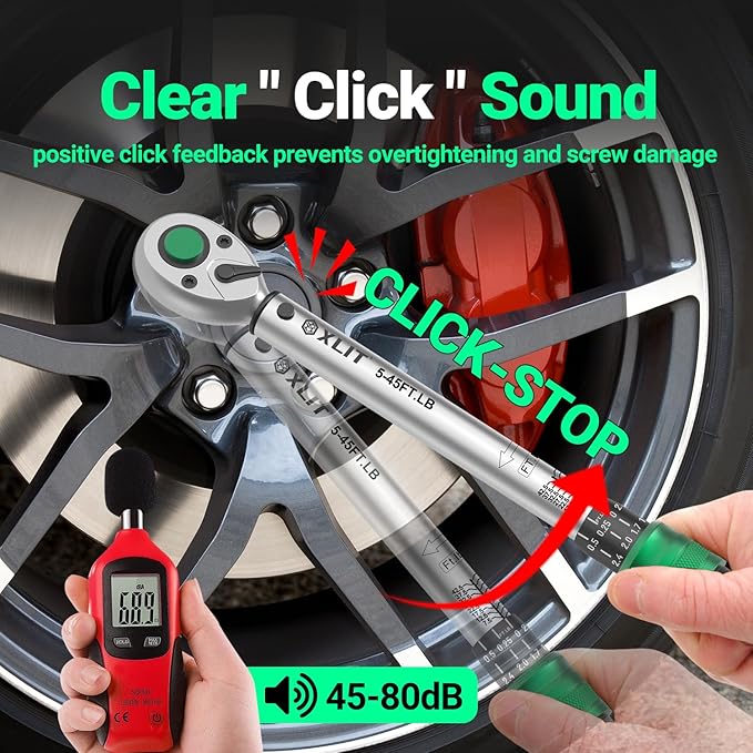 3-Piece Torque Wrench Set - 3 Click Wrenches (1/4", 3/8", 1/2") with 3pc Extension Bars, Pro 72-Tooth Ratchet, ±3% Accuracy, for Automotive, Motorcycle & E-Bike