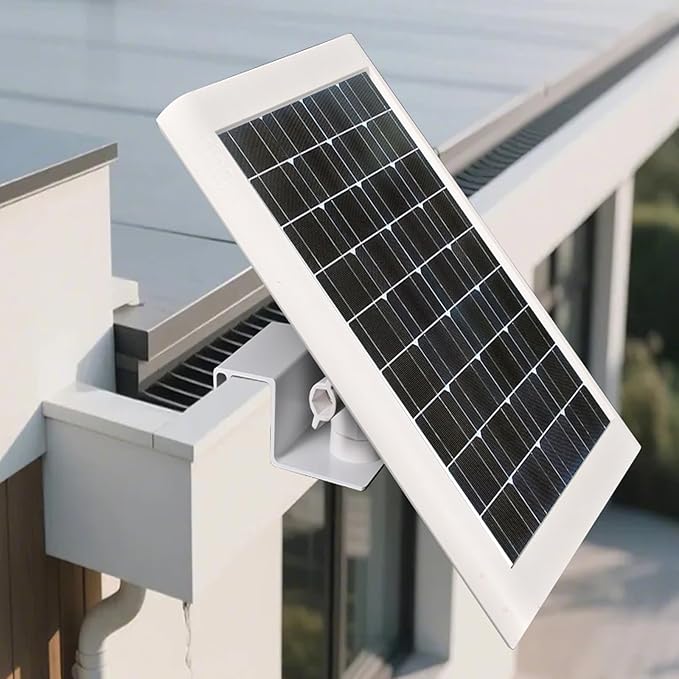 Adjustable Solar Panel Gutter Mount for Ring -Easy Install Weatherproof Aluminum Alloy Bracket for Outdoor Use，with Perfect Sunlight Angle，Get Adequate Sunlight (White)