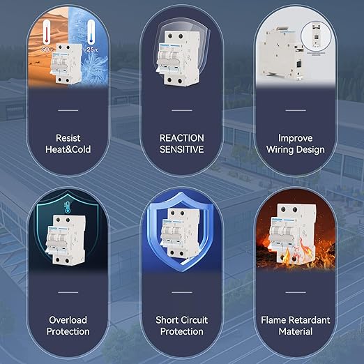 MOLLOM DC 1 Pole Miniature Circuit Breaker, 250V 80Amps, C80 Scene Visualization Custom MCB Thermal Magnetic Trip, 6KA Breaking Capacity DC Disconnect Switch for Solar PV System