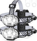 Rechargeable Headlamp, High Lumen 5 LED Head Lamp with Red White Light,IPX4 Waterproof Headlight,8 Mode Head Flashlight for Outdoor Running Hunting Fishing Hiking Camping Gear-2Pack