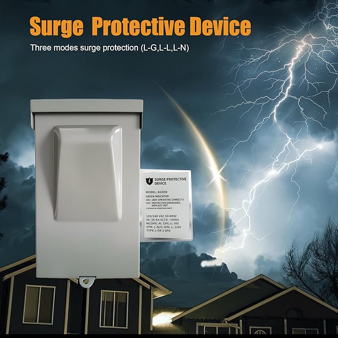 120/240 VAC Universal HVAC Surge Protective Device - Comprehensive Surge Protection,Protector with TPMOV Technology for AG3000,Waterproof Enclosure,Lightning Protection