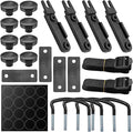 4PCS Roof Box U-Bolt Clamps, Car Roof Rack Metal Mounting Brackets with 8 Lock Nuts & 2 Straps, 83mm Inner Width Auto Rooftop Cargo Carrier Rack Installation Accessory (Black)