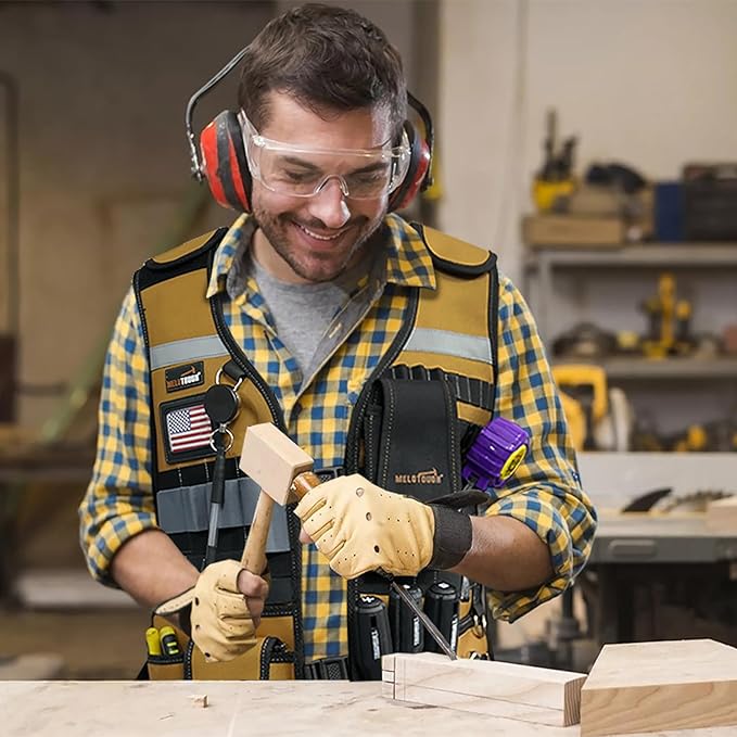 MELOTOUGH Tool Vest Safety Work Vest with Adjustable Straps,Removable Phone Holder for Electrician,Construction,Carpenters