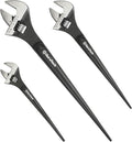 DURATECH 3-Piece Adjustable Construction Spud Wrench Set, 8-inch, 10-inch, 12-inch, Black Oxide Finish, CR-V Steel, SAE and Metric Scale Marked, Alignment Holes and Tail Crowbar Features