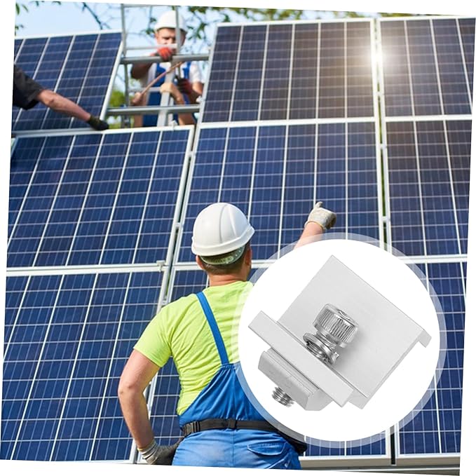 Happyyami 12pcs Solar Panel Fixing Clips Bracket Clamps for Secure Solar Panel Mounting Versatile Design for Various Photovoltaic Systems Outdoor Use