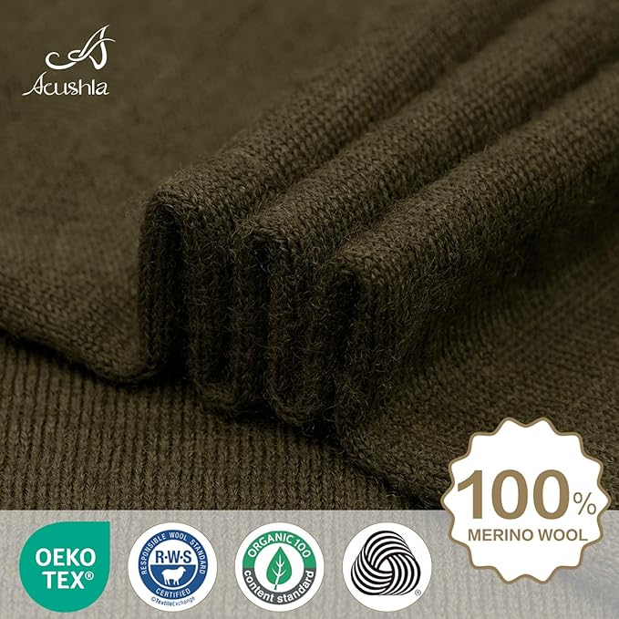 ACUSHLA 100% Merino Wool Neck Gaiter for Men & Women Ski Face Mask Winter Scarf Neck Warmer All Weather, Midweight Maple Leaf