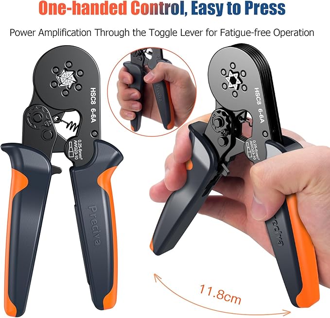 Preciva Ferrule Crimping Tool Kit with 1900PCS Wire Connectors, Hexagonal AWG23-10 Sawtooth Self-Adjustable Ratchet Wire Terminals Crimper Kit
