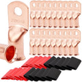 TKDMR 20pcs 2/0 AWG-5/16 Battery Lugs,Heavy Duty Wire Lugs,Ring Terminals,Battery Cable Ends,0 Guage terminals,Battery Terminal Connectors with 20pcs 3:1 Heat Shrink Tubing