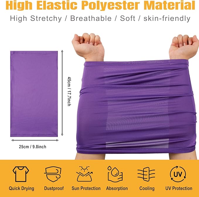 HONGTEYA 6 Pack Summer Neck Gaiter, UV Protection Cooling Face Mask, Breathable Bandana Head Scarf for Men Women