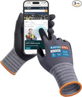 KAYGO Safety Work Gloves MicroFoam Nitrile Coated- 3 Pairs KG18NB, Seamless Knit Nylon Glove with full fingers Touchscreen, Ideal for Automotive, Home Improvement, Black, 2X-Large