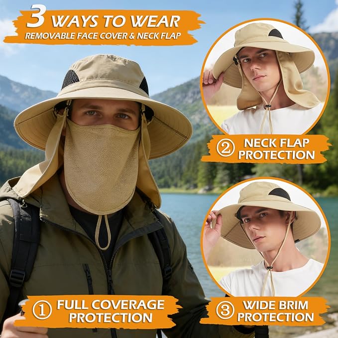 EINSKEY Wide Brim Sun Hat, UPF 50+ UV Protection Waterproof Packable Bucket Hat for Men & Women, Fishing Hiking Beach Garden
