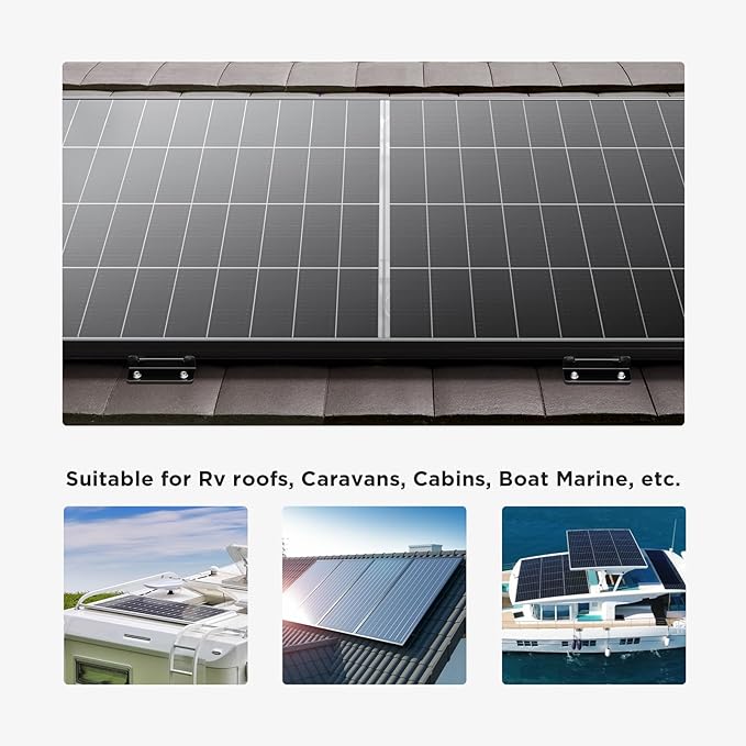 Solar Panel Mounting Z Brackets, Lightweight Aluminum Corrosion-Free Mounting Brackets, for RVs, Trailers, Boats, Yachts, Wall and Other Off Gird Roof Installation, 1 Set of 4 Units, Black