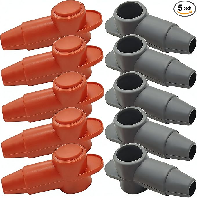 YSIL Silicone Battery Terminal Covers 10 Pack for Alternator Battery Stud and Power Junction Blocks Insulated Battery Post Terminal Protectors Fits for 1/4" 5/16" 3/8"