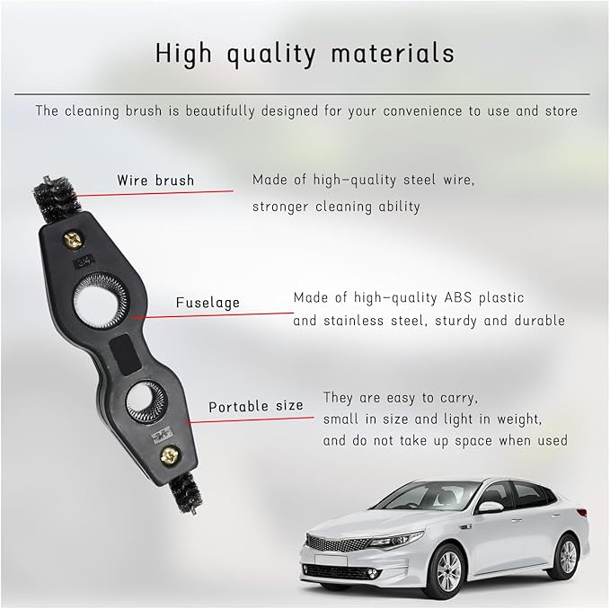 Car Battery Terminal Cleaning Brush, 4 in 1 Anti-Rust Auto Battery Cleaner with Steel Wire, Universal Vehicle Battery Terminals Machine Parts Cleaning Tool Accessories (Black)