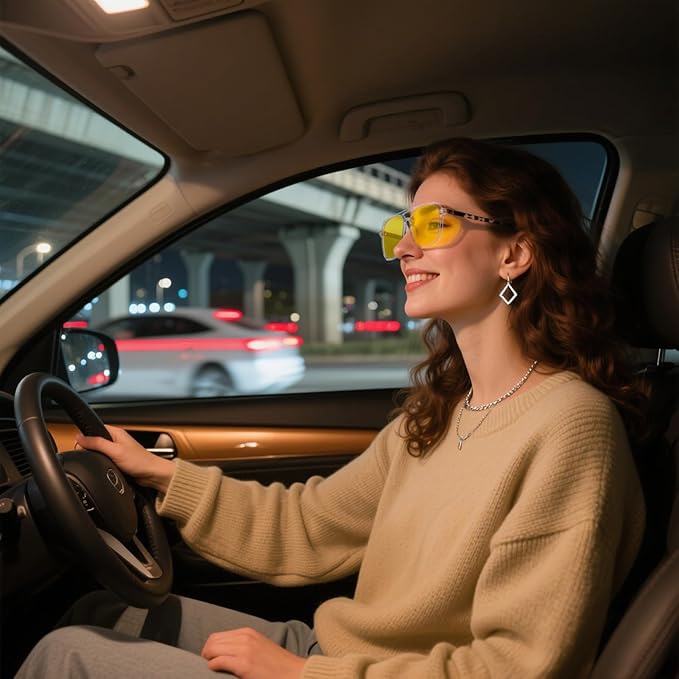 Large Night Vision Glasses for Driving Women Men - Anti Glare Night Driving Glasses