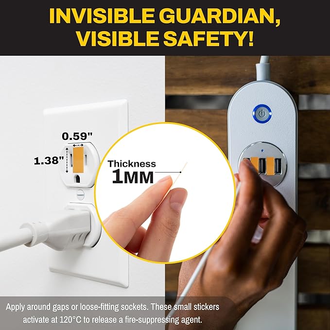 [Made and Patented in Korea] Fire Prevention Stickers – Automatic Fire Extinguisher for Outlets & Power Strips, Easy Peel & Stick Kitchen Fire Extinguisher Home Fire Extinguishers, 20pcs