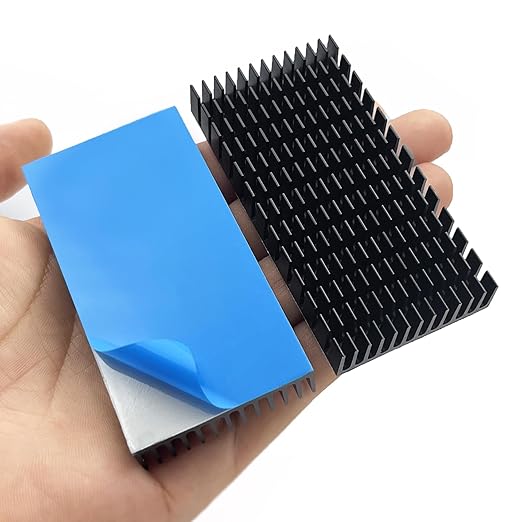 2Pcs 40mm Heatsink 80 x 40 x 11mm/ 3.15 x 1.57 x 0.44 inche Aluminum Heat Sink Radiator Cooler with Thermal Conductive Adhesive Tape/Pad Cooling Fin for Cooler Electronics CPU Led, Black