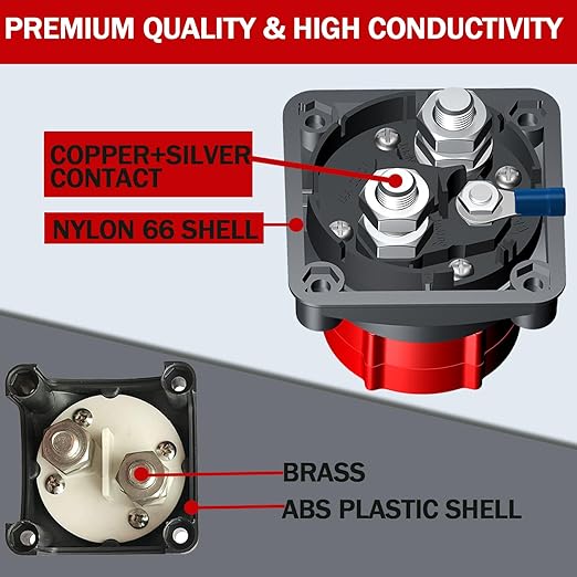 Upgrade Battery Disconnect Switch with Voltage Display, DC 5-60V Battery Power Master Disconnect Isolator Cut Shut Off Switch for Marine Boat Car Truck Camper RV Trailer (On/Off)