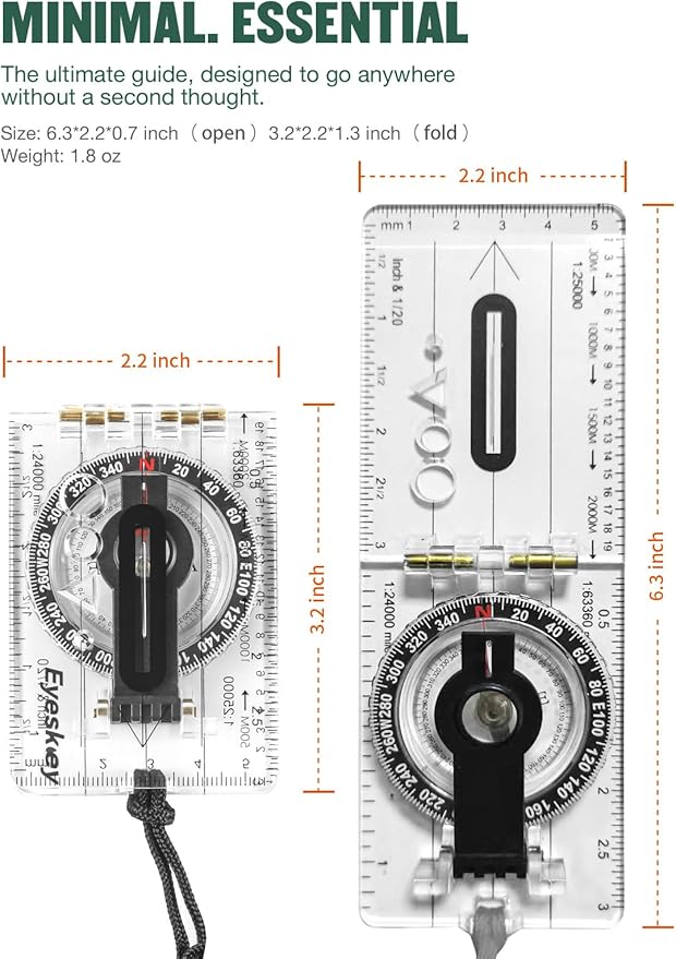 Eyeskey Advanced Orienteering Compass for Hiking & Navigation