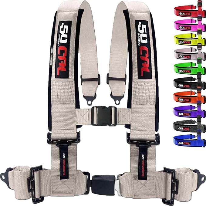 1pc 4 Point Harness for Bucket Seat, Push Release, 10 Color Options, Racing Harness, Race Car, Off Road, UTV, RZR (3in Silver)