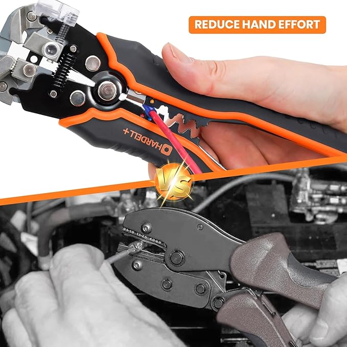 HARDELL+ Wire Stripper Tool, 3-in-1 Automatic Wire Stripper, Self Adjusting Wire Crimping For 10-24 AWG Cables, Electrical Wire Strippers Crimpers With 99PCS Accessory For Stripping, Clamping, Cutting