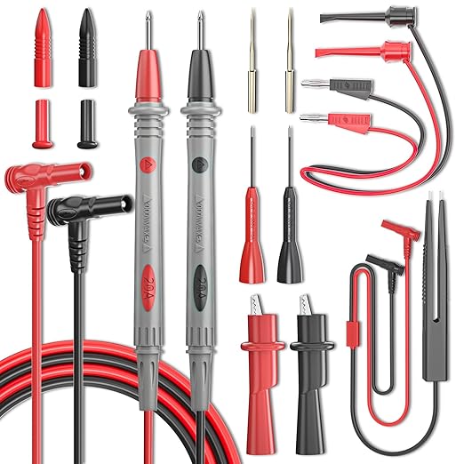 Goupchn Multimeter Test Leads Kit 13PCS Digital Electrical Testing Probes Set with Alligator Clips, Stackable Banana Plug to Hook Wires, Test Tweezers for Digital Electrical Testing