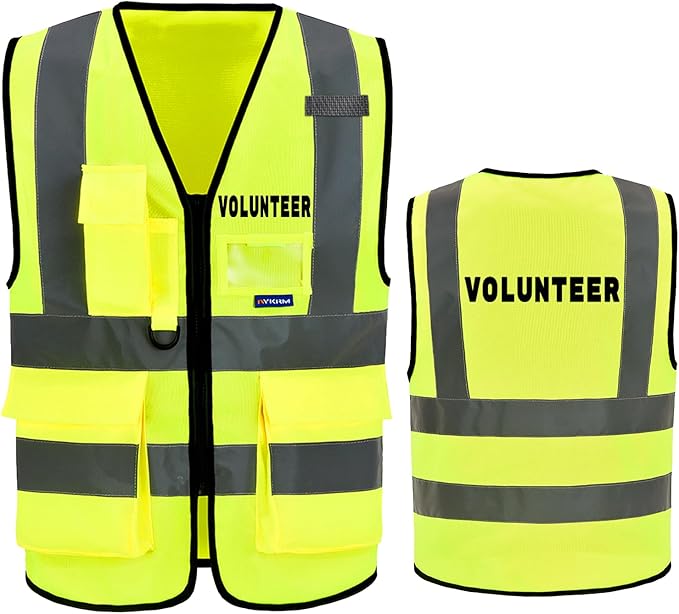 Reflective Security Safety Vests Heavy Duty with 7 Pockets and Front Zipper