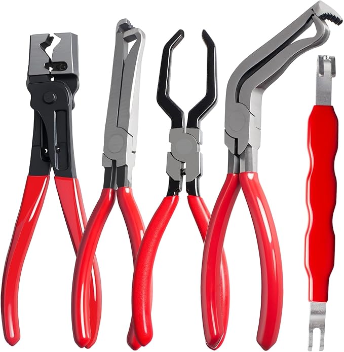 5 Pieces Electrical Disconnect Pliers for Cars, Automotive Electrical Plug Connector Disconnect Tool and Connector Separator and Hose Clamp Pliers