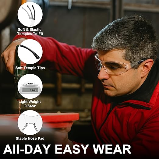 ANSI Z87.1 Clear Safety Glasses Bulk 120 pack, Safety Glasses for men and women, Scratch&Impact-Resistant Clear Protective Glasses for construction, lab, in-/outdoor work