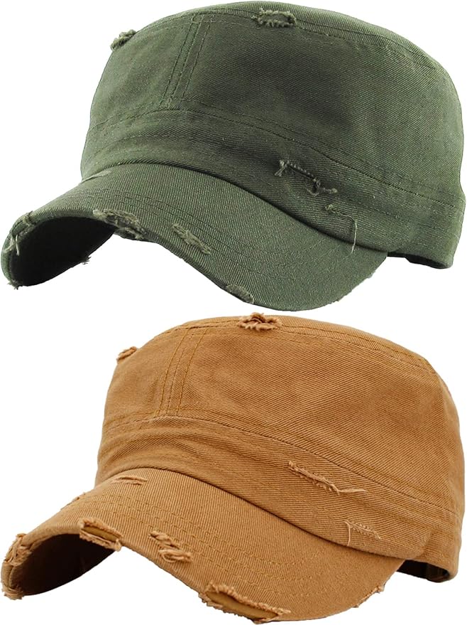 Funky Junque Distressed Military Hat – Newsboy Hats for Women, Short Brim Army Baseball Cap, Womens Cadet Hat Trendy Style