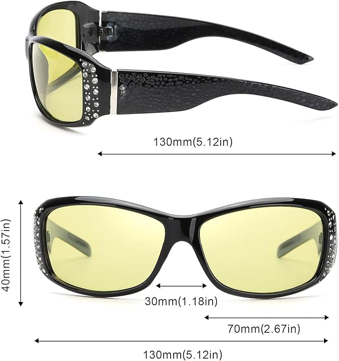 IGnaef Women Photochromatic Night Vision Glasses for Driving, Anti Glare Polarized Safety Nighttime/Rainy Glasses