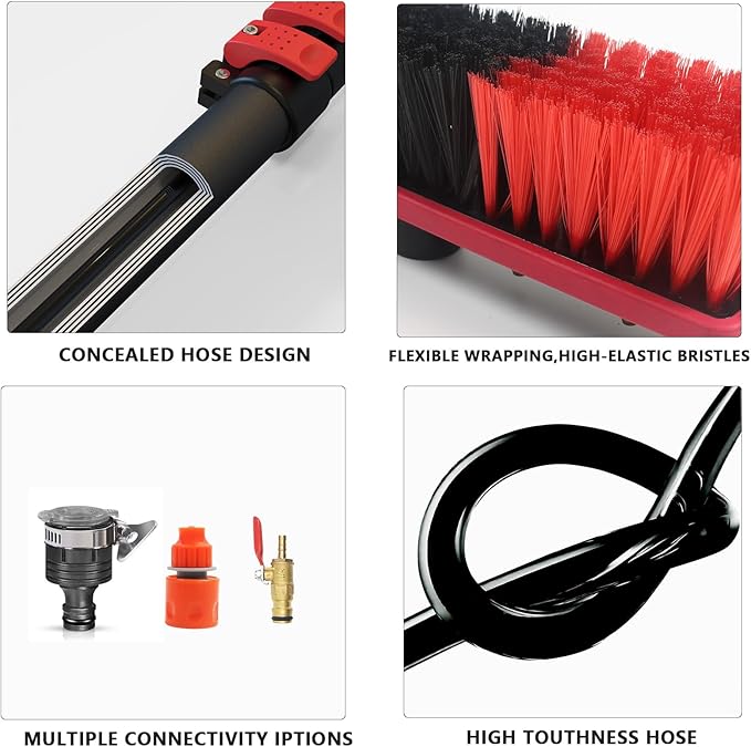 Window Cleaning Pole with Squeegee Extension Pole 20 ft Water fed Pole Kit for Solar Panel Cleaner and Soap Dispenser Outdoor High Washing Tool (24ft-kit)