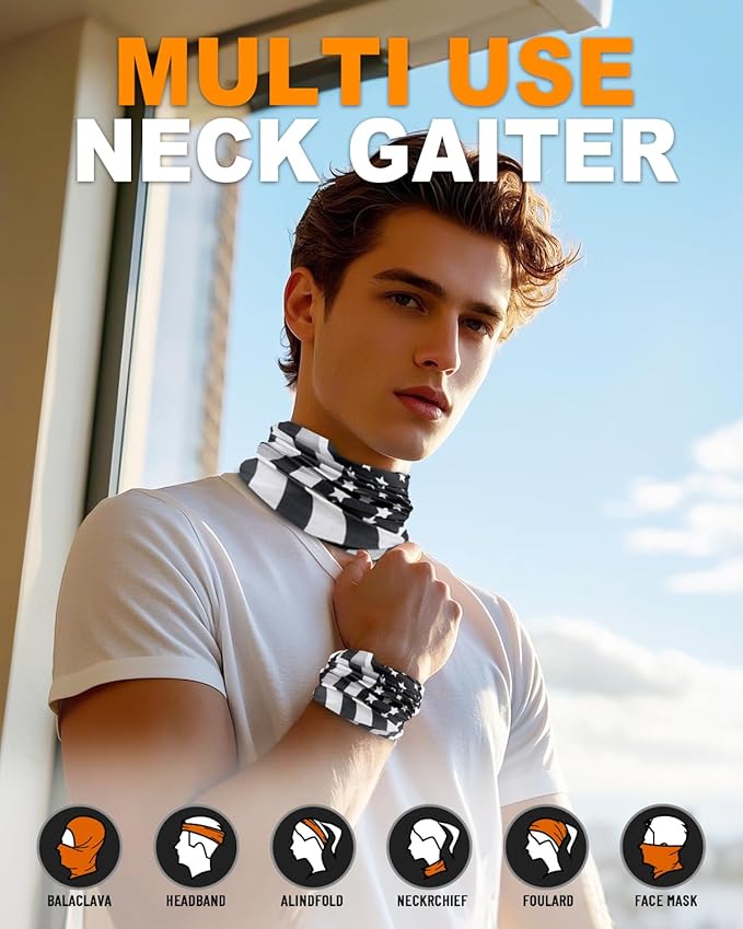 4Pack Neck Gaiter for Men Women Face Cover Mask Head Wrap Balaclava Headwear Bandana Headband Magic Scarf
