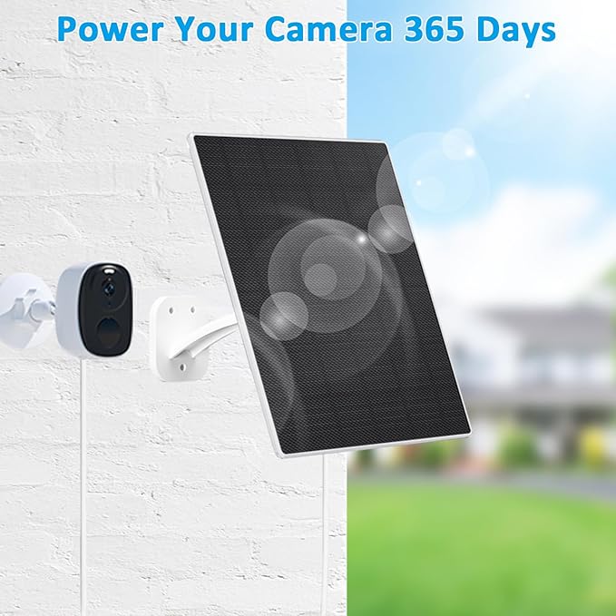 FUTUREZEN Solar Panel for Security Camera, 10W Solar Charger with DC 5.5x2.1mm, USB-C & Micro USB Port, IP66 Waterproof, 360° Adjustable Mount, 7.2FT Cable