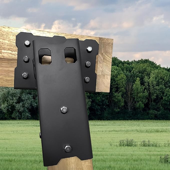 Highwild Platform Brackets Multi-Use 4x4 Compound Angle Brackets for Deer Stand, Hunting Blinds, Observation Decks & Outdoor Platforms - Set of 4 - Black.