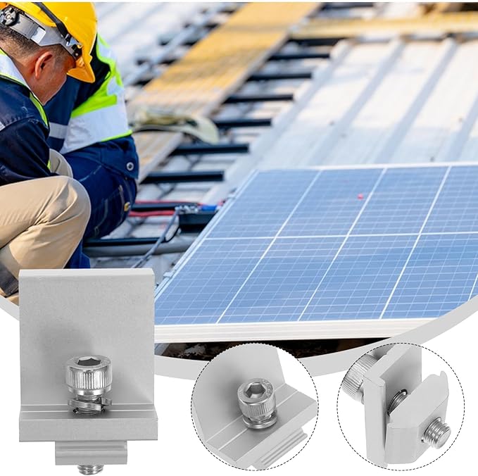 Milisten 12pcs Solar Panel Rack Fixed Clamp Metal Solar Bracket Clips Easy Installation Holders for Household