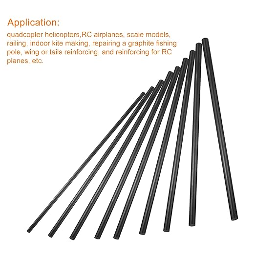 MECCANIXITY Carbon Fiber Rod, 3mm x 450mm for RC Plane DIY Tool Wing Tube Quadcopter Arm, Pack of 4
