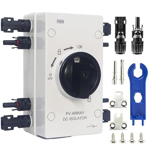 IP66 Waterproof Solar PV DC Quick Disconnect Switch, 1000V 64A Solar Panel Disconnect Switch with Connector for Off/On-Grid Systems, RV & Boats