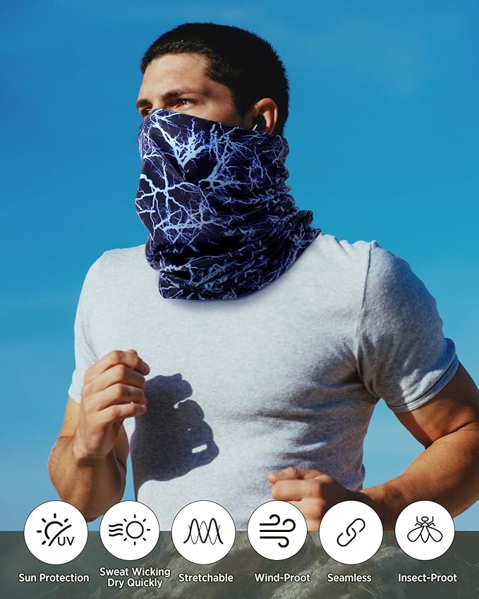 Cuffbow 12 Pack Neck Gaiters Face Mask Bandana Balaclava for Men Women Cooling Neck Gaiter Summer UV Sun Protection Scarf