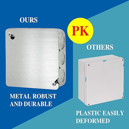 8PCS Metal Electrical Box Cover Plate, 4 Inch Junction Box Covers, 4" Square Flat Blank Electric Box Cover, 4x4 Square Blank Cover for Electrical Box, Galvanized Steel Metal Junction Box Cover