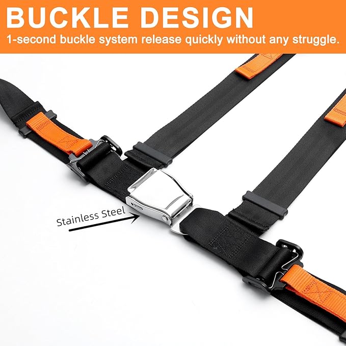 Yakitoko Universal 4 point Safety Harness Set 2inch Fits Go Kart,UTV,ATV,Racing Black