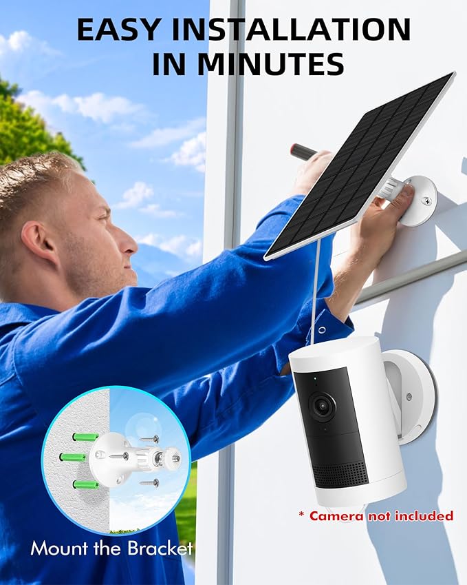 KEPEAK Solar Panel for Ring Camera Outdoor, Small Solar Panel Charger 5V with Type C or Mirco USB, Only for Cam Stick Up Cam Pro Battery, Spotlight Cam Plus, Spotlight Cam Pro