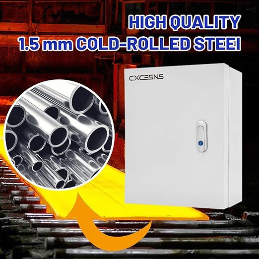Outdoor Electrical Box 20 x 16 x 6''D NEMA 4X Enclosure Steel Box, Waterproof & Dustproof Outdoor/Indoor Lockable Electrical Junction Box, with Mounting Plate