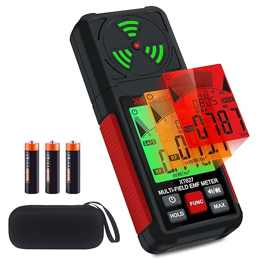 Xin Tester EMF Detector Meter 3-in-1 Digital Electromagnetic Radiation Magnetic Field Reader Tester, Home Outdoor Microwave Radioactive Ghost Hunting Cell Phone Towers WiFi Signal Detecting