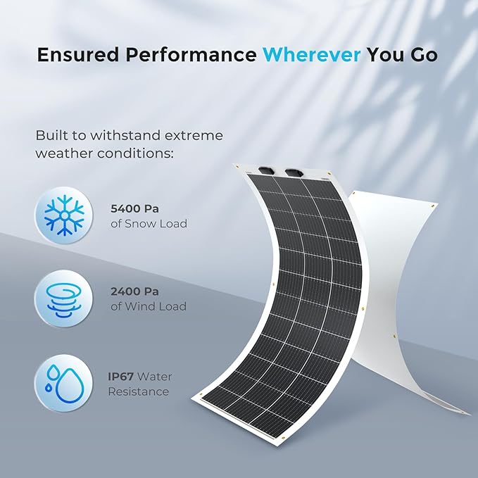 Renogy Flexible Solar Panel 100 Watt, 240° Ultra Flexible 100W Solar Panel 12 Volt for Marine RV Cabin Van Car Uneven Surfaces Off-Grid Essentials