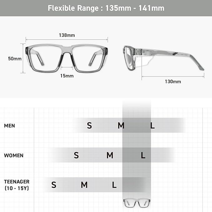 VETRA Z87+ Certified Safety Glasses HD High Contrast UV400 Side Shield Anti-Oil Coating Stylish Eyewear