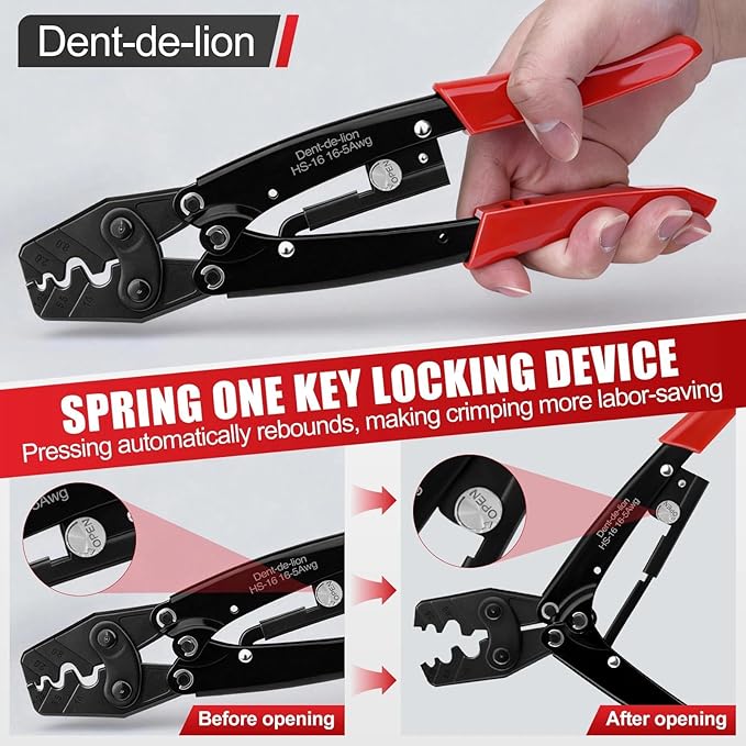 Crimping Pliers Crimping Tool for 50 Amps 600V Connector Cutting Wire Terminal HS-16 1.25-16mm²,Clamp Terminal Cable Lugs Cutter Crimping Pliers Crimping 16-5AWG