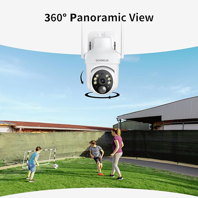 SEHMUA 2K Solar Security Cameras Wireless Outdoor, 4PCS 360° View Pan/Tilt WiFi Security Camera Outside with Color Night Vision （4 Pack）