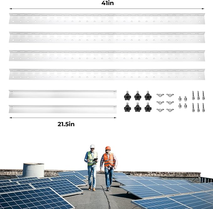 BougeRV 41in Adjustable Solar Panel Tilt Mount Brackets with Foldable Tilt Legs, Solar Panel Mounting Support up to 180 200 300 Watt Solar Energy Panel for Roof, RV, Boat, and Off-Grid